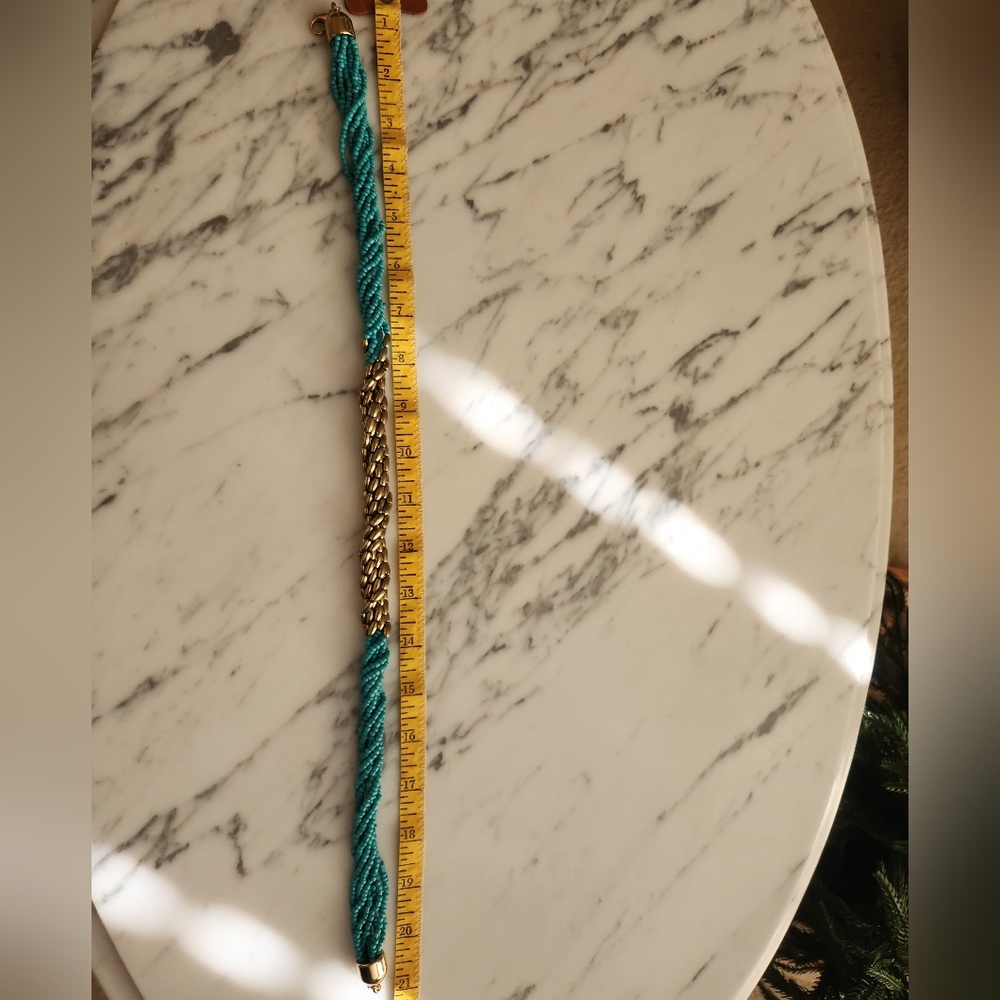 Turquoise Gold and Beaded Necklace - Picture 4 of 4